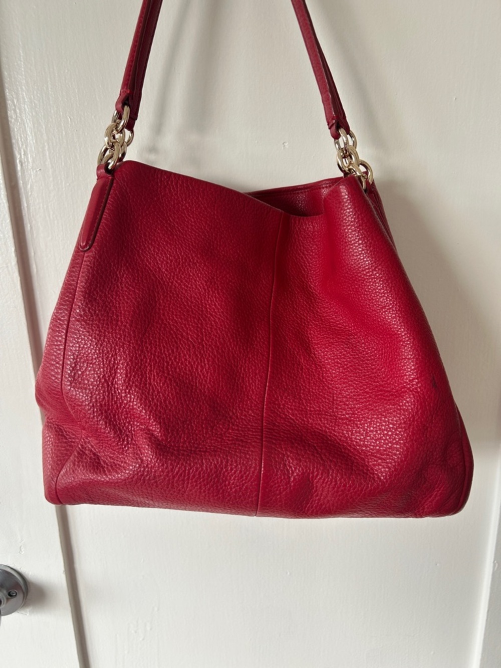 Red leather coach shoulder bag